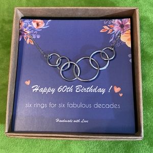 IEFLIFE 60th Birthday Gift for Women - Silver Plated Infinity with card